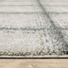 5' x 8' Grey Teal and Beige Geometric Power Loom Stain Resistant Area Rug