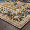 5' x 8' Blue Gold Grey Orange Ivory and Teal Oriental Power Loom Stain Resistant Area Rug