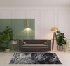 5' x 8' Green Blue and Black Wool Abstract Tufted Handmade Stain Resistant Area Rug