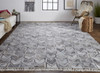 5' x 8' Gray Silver and Taupe Geometric Hand Woven Stain Resistant Area Rug with Fringe