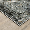 5' x 8' Ivory Charcoal Grey Blue Rust Gold & Brown Oriental Power Loom Area Rug