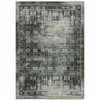 5' x 8' Charcoal Grey Blue Ivory and Taupe Oriental Power Loom Stain Resistant Area Rug