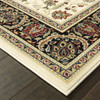 5' x 8' Ivory and Black Oriental Power Loom Stain Resistant Area Rug
