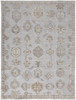5' x 8' Ivory Silver and Tan Floral Hand Knotted Stain Resistant Area Rug
