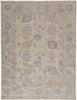 5' x 8' Tan Orange and Blue Floral Hand Knotted Stain Resistant Area Rug