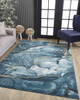 5' x 8' Teal Blue Abstract Dhurrie Area Rug