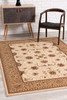 5' x 8' Cream and Tan Ornate Border Area Rug