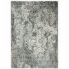 5' x 8' Ivory Grey Charcoal Blue and Rust Oriental Power Loom Stain Resistant Area Rug