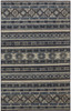 5' x 8' Blue Tan and Black Geometric Power Loom Distressed Stain Resistant Area Rug