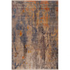 5' x 8' Gray Beige Blue & Yellow Abstract Power Loom Distressed Stain Resistant Area Rug
