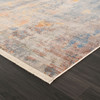 5' x 8' Gray Beige Blue & Yellow Abstract Power Loom Distressed Stain Resistant Area Rug