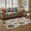 5' x 8' Ivory Blue Gold Green Orange Rust and Teal Floral Power Loom Area Rug