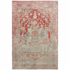 5' x 8' Grey and Orange Oriental Power Loom Stain Resistant Area Rug