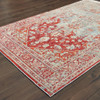 5' x 8' Grey and Orange Oriental Power Loom Stain Resistant Area Rug