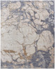 5' x 8' Tan and Blue Abstract Power Loom Distressed Area Rug