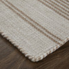 5' x 8' Ivory and Taupe Striped Dhurrie Hand Woven Stain Resistant Area Rug