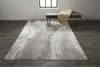 5' x 8' Gray Ivory and Blue Abstract Stain Resistant Area Rug