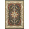 5' x 8' Navy and Ivory Oriental Power Loom Stain Resistant Area Rug