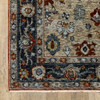 5' x 8' Blue Beige Tan Brown Gold and Rust Red Oriental Power Loom Area Rug with Fringe