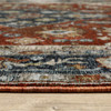5' x 8' Blue Beige Tan Brown Gold and Rust Red Oriental Power Loom Area Rug with Fringe