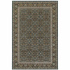 5' x 8' Navy Blue Green Red Ivory and Yellow Oriental Power Loom Stain Resistant Area Rug