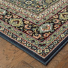 5' x 8' Navy Blue Green Red Ivory and Yellow Oriental Power Loom Stain Resistant Area Rug