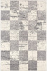 5' x 8' White and Gray Checkered Area Rug