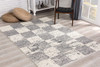 5' x 8' White and Gray Checkered Area Rug