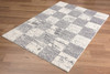 5' x 8' White and Gray Checkered Area Rug