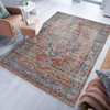 5' x 8' Rust Oriental Distressed Stain Resistant Polyester Area Rug