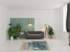 5' x 8' Blue Grey Ivory Light Blue and Dark Blue Abstract Power Loom Area Rug with Fringe