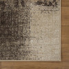 5' x 8' Beige Gray and Black Damask Distressed Stain Resistant Area Rug