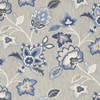 5' x 8' Blue & Grey Floral Stain Resistant Non Skid Area Rug