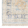 5' x 8' Blue and Beige Oriental Hand Loomed Stain Resistant Area Rug with Fringe