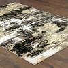 5' x 8' Black Gold Grey and Ivory Abstract Power Loom Stain Resistant Area Rug