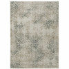 5' x 8' Grey Beige and Teal Oriental Power Loom Stain Resistant Area Rug