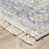 5' x 8' Blue and Red Oriental Hand Loomed Stain Resistant Area Rug with Fringe