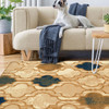 5' x 8' Cream Quatrefoil Power Loom Distressed Stain Resistant Area Rug