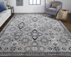 5' x 8' Gray and Black Floral Power Loom Area Rug