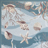 5' x 8' Seafoam Green Hand Hooked Sea Shells Indoor Area Rug