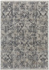 5' x 8' Ivory Gray and Taupe Abstract Power Loom Distressed Area Rug with Fringe