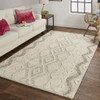 5' x 8' Ivory Taupe and Gray Wool Geometric Tufted Handmade Stain Resistant Area Rug