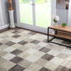 5' x 8' Beige Geometric Power Loom Stain Resistant Area Rug