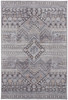 5' x 8' Ivory & Gray Geometric Power Loom Distressed Stain Resistant Area Rug