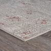 5' x 8' Gray Ivory Slate Blue and Wine Red Geometric Stain Resistant Area Rug