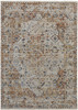 5' x 8' Tan Ivory and Orange Floral Power Loom Area Rug with Fringe