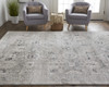5' x 8' Gray and Silver Abstract Power Loom Distressed Area Rug