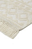 5' x 8' Ivory and Tan Wool Geometric Hand Woven Area Rug with Fringe