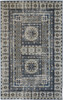 5' x 8' Ivory Tan and Blue Abstract Power Loom Distressed Stain Resistant Area Rug