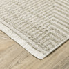 5' x 8' Ivory Beige Taupe and Tan Geometric Power Loom Area Rug with Fringe